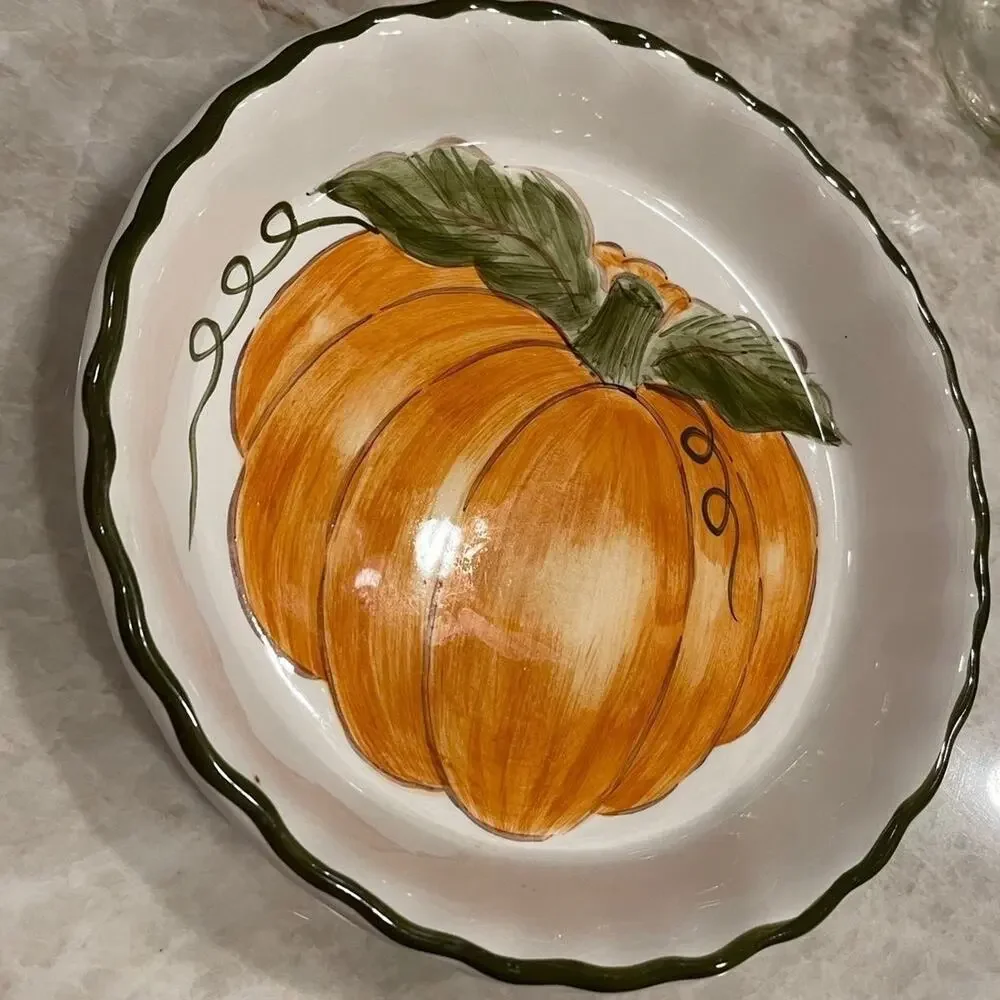 Vintage Williams Sonoma pie dish Pumpkin handpainted